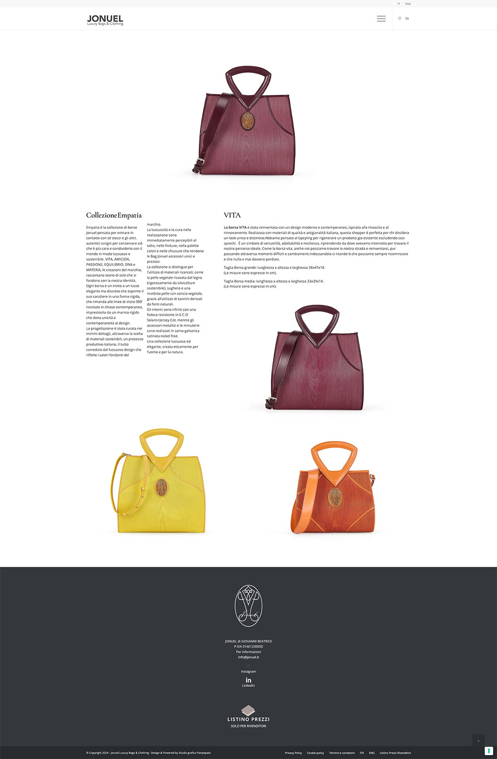 Progettazione sito web Jonuel Luxury Bags